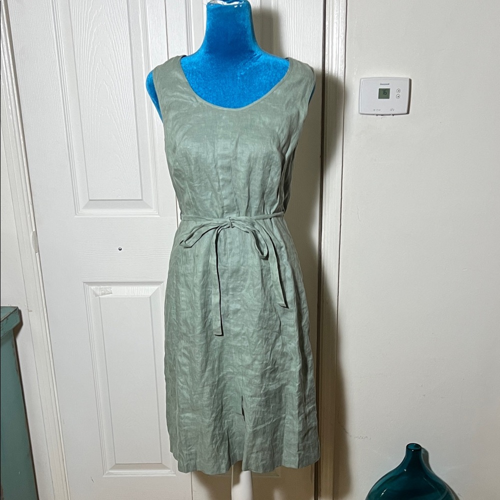 Morgane Le Fay Sage Green Linen Midi Dress Women’s Small
